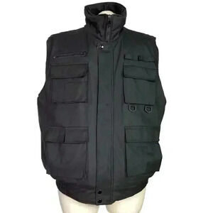 Maxxsel Men XL Water Resistant Vest Black Muti Function Polyester Poplin Pockets